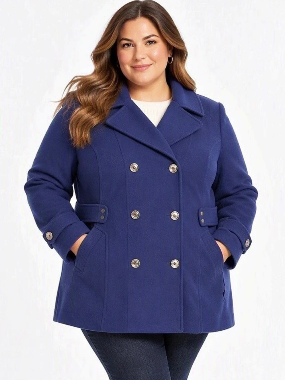 Lane Bryant Double Breasted Pea Coat in Blue Size 26/28W